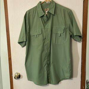 Haband Travelers Men's Green Short Sleeve Shirt With Pearl Snaps